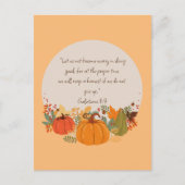 ガラテヤ書6:9 収穫 秋 落葉 感謝 かぼちゃ ポストカード (正面)