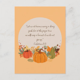 ガラテヤ書6:9 収穫 秋 落葉 感謝 かぼちゃ ポストカード