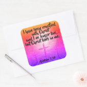 ガラテヤ2:20キリスト教の聖書の聖なる書物、 経典シール スクエアシール (封筒)