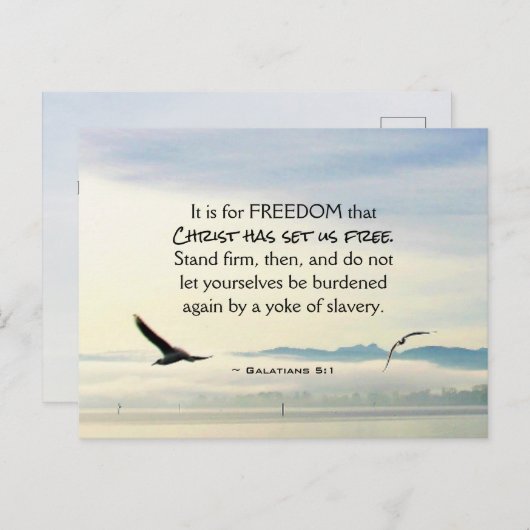 ガラテヤ5:1自由のためにキリストは私たちを自由にした ポストカード (正面/裏面)