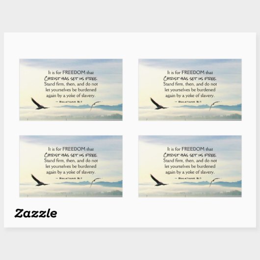 ガラテヤ5:1自由のためにキリストは私たちを自由にした 長方形シール (シート)
