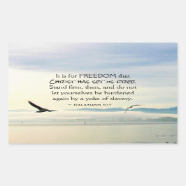 ガラテヤ5:1自由のためにキリストは私たちを自由にした 長方形シール