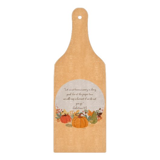 ガラテヤ6:9収穫秋の秋感謝かぼちゃ カッティングボード (正面)