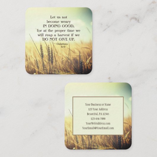 ガラテヤ6:9善を行うことに疲れてはいけない スクエア名刺 (正面/裏面)