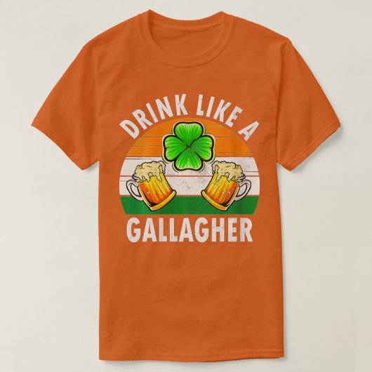 ガラハーのSaint patricks dayのように飲おもしろいむ Tシャツ (デザイン正面)