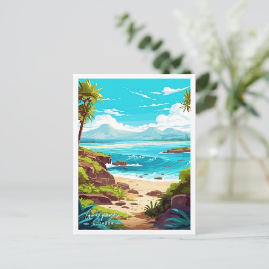 ガラパゴスアイランズエクアドル旅行イラストレーション ポストカード (スタンド正面)