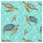 ガラパゴスウミガメの水色 ファブリック (クローズアップ)