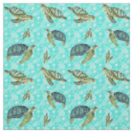 ガラパゴスウミガメの水色 ファブリック