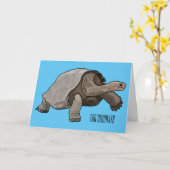 ガラパゴスガメの漫画イラストレーション カード (黄色い花)