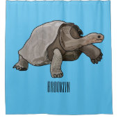 ガラパゴスガメの漫画イラストレーション シャワーカーテン (正面)