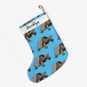 ガラパゴスガメの漫画イラストレーション スモールクリスマスストッキング (裏面 (吊り時))