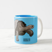 ガラパゴスガメの漫画イラストレーション ツートーンマグカップ (正面右)