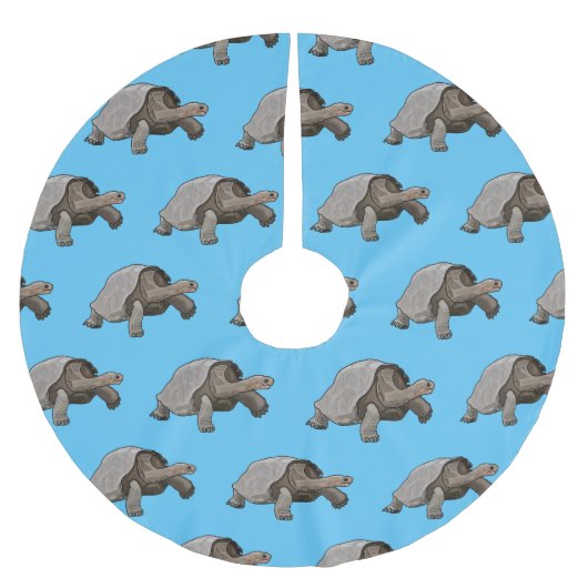 ガラパゴスガメの漫画イラストレーション ブラッシュドポリエステルツリースカート (正面)