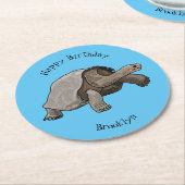 ガラパゴスガメの漫画イラストレーション ラウンドペーパーコースター (アングル)