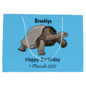 ガラパゴスガメの漫画イラストレーション ラージペーパーバッグ (裏面)