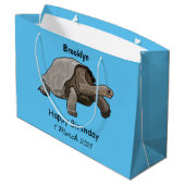 ガラパゴスガメの漫画イラストレーション ラージペーパーバッグ (裏面アングル)