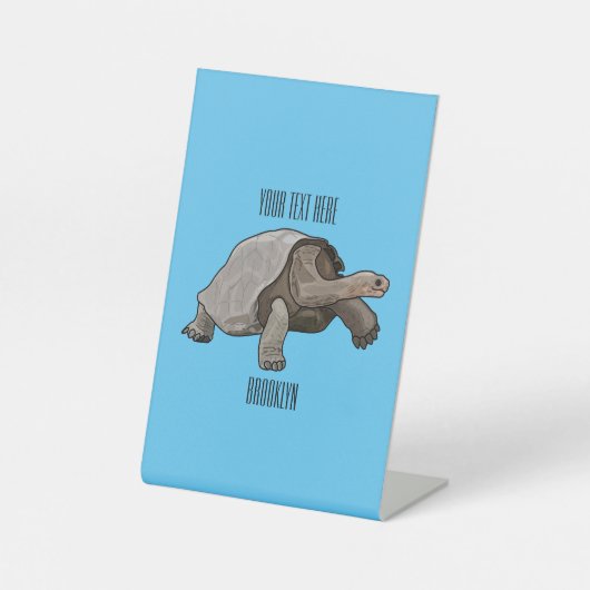 ガラパゴスガメの漫画イラストレーション 台座サイン (正面)