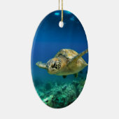 ガラパゴスパラダイスグリーンウミガメ水中 セラミックオーナメント (右)