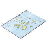 ガラパゴス航海の列島地図と船舶 ノートブック (左側)