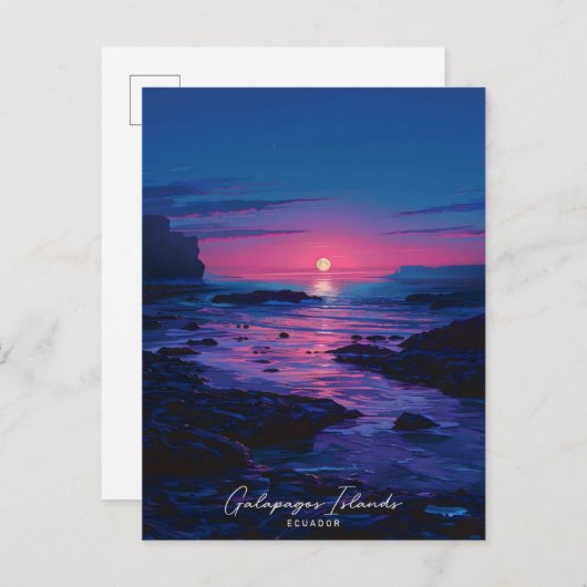 ガラパゴス諸島で夜エクアドルのヴィンテージ旅行 ポストカード (正面/裏面)