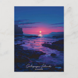 ガラパゴス諸島で夜エクアドルのヴィンテージ旅行 ポストカード