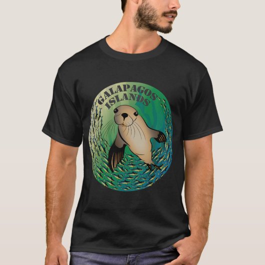 ガラパゴス諸島のアシカ Tシャツ (正面)