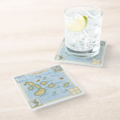 ガラパゴス諸島のフレーム付き華美地図 ガラスコースター (アングル)