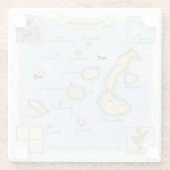 ガラパゴス諸島のフレーム付き華美地図 ガラスコースター (裏面)