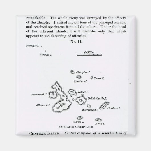 ガラパゴス諸島の地図， 1844 マグネット (正面)