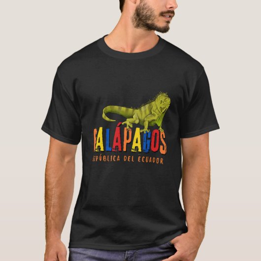 ガラパゴス諸島エクアドルIguana Islas Galapagos Tシャツ (正面)