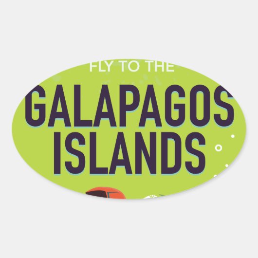 ガラパゴス諸島ヴィンテージ旅行ポスターアート。 楕円形シール (正面)