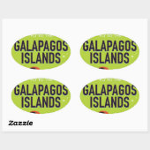 ガラパゴス諸島ヴィンテージ旅行ポスターアート。 楕円形シール (シート)