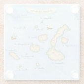 ガラパゴス諸島，船の海で装飾された地図 ガラスコースター (裏面)