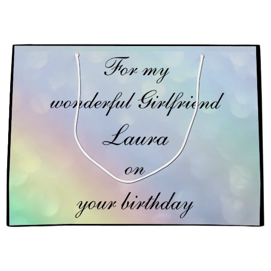 ガラパーソナライズされたンド誕生日 ラージペーパーバッグ (正面)