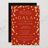 ガラフォーマル&企業のオークション金ゴールドグリッターレッド 招待状 (正面/裏面)