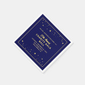 ガラボールオ静かークションブルーエレガント金ゴールド スタンダードカクテルナプキン (角)