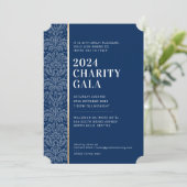 ガラボールモダンエレガントイベントネイビー青金ゴールド 招待状 (スタンド正面)
