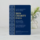 ガラボールモダンエレガントイベントネイビー青金ゴールド 箔招待状 (立ち正面)