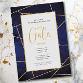 ガラ企業のディナーエレガントブルーと金ゴールド 招待状