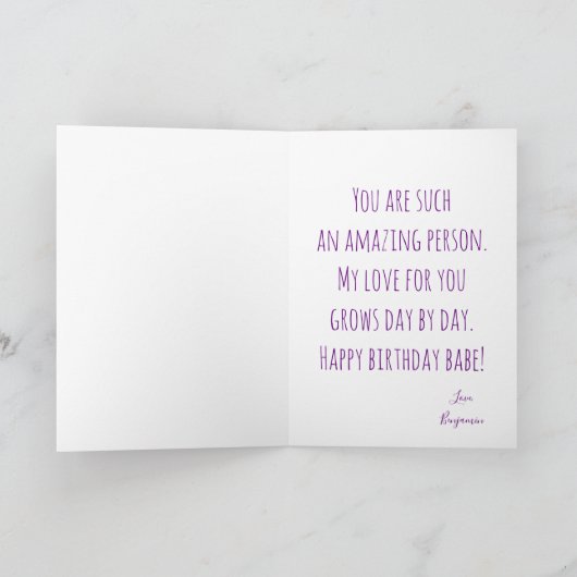 ガラ最高のルガールエバー誕生日フォトパープルグラデーション シーズンカード (内部)