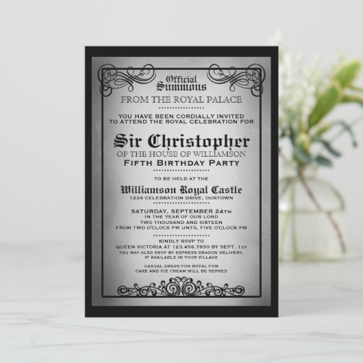 ガラ王室のバースデーパーティ招待状 招待状 (スタンド正面)