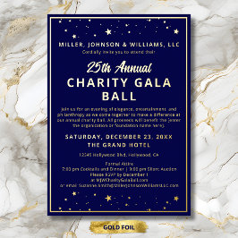 ガラ静かボールエレガントオークションNavy Blue金ゴールド 箔招待状