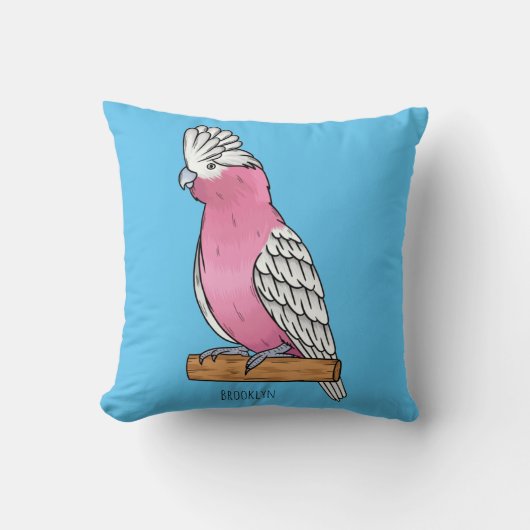 ガラ鳥の漫画イラストレーション クッション (正面)