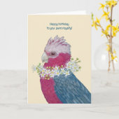 ガラ・コカトゥー折り畳みグリーティングカード カード (黄色い花)