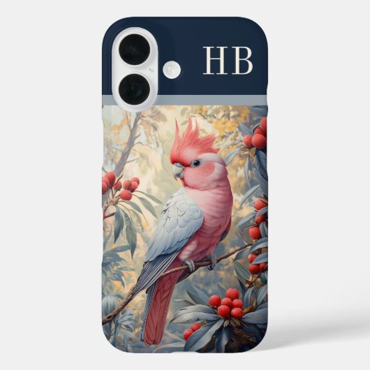 ガラ・コカトオウム・モノグラムパーソナライズされた Case-Mate iPhoneケース (裏面)