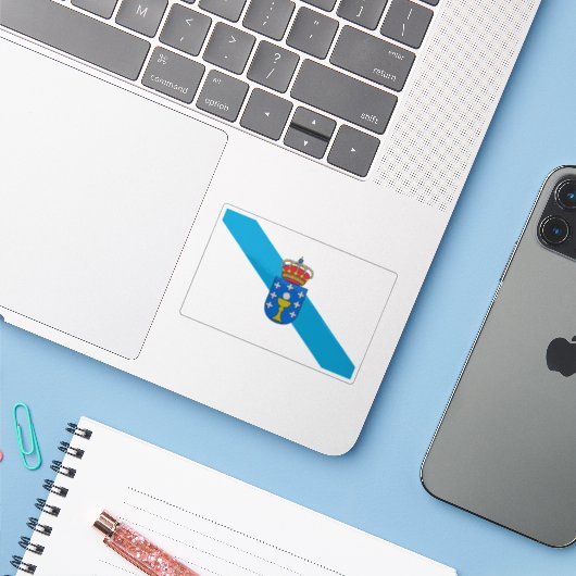 ガリシア国旗 シール (ノートパソコンとiPhone)