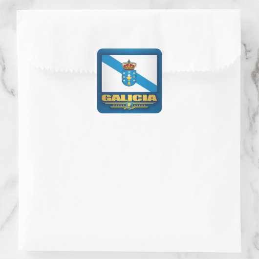 ガリシア国旗 スクエアシール (バッグ)