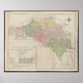 ガリツィア・ロドメリア王国の1780年地図 ポスター