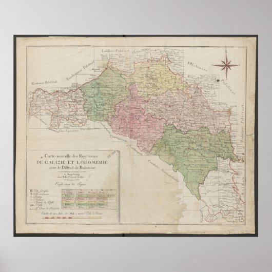 ガリツィア・ロドメリア王国の1780年地図 ポスター (正面)