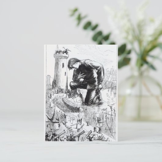 ガリバー旅行記のイラストレーション ポストカード (スタンド正面)